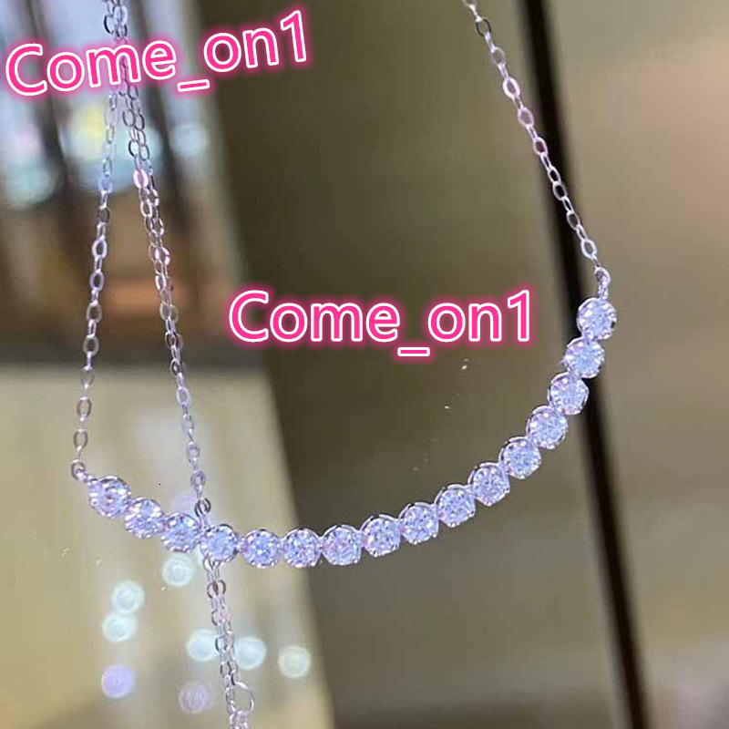 CAOSHI 2025 New Design a Row Shining Round Simulated Moissanite Ladies Necklace Exquisite Women Wedding Silver Plated Necklaces
