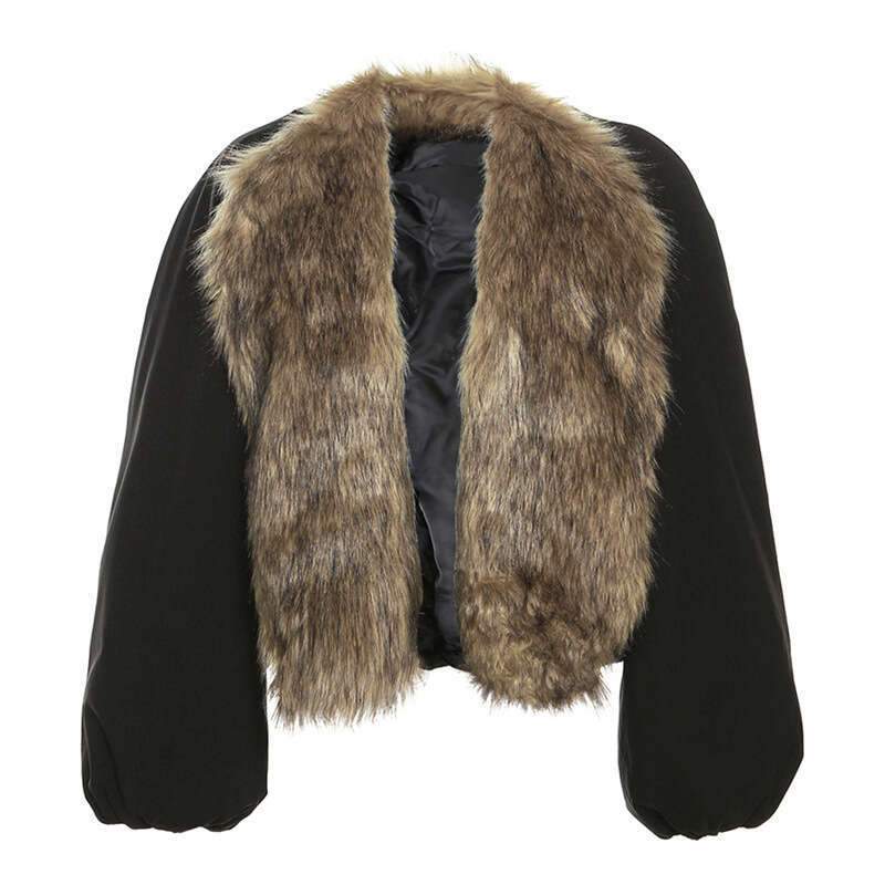 2023 Autumn New Women's Solid Color Loose Street Style Fashion Fur Collar Cardigan Long Sleeve Jacket for Women bd4