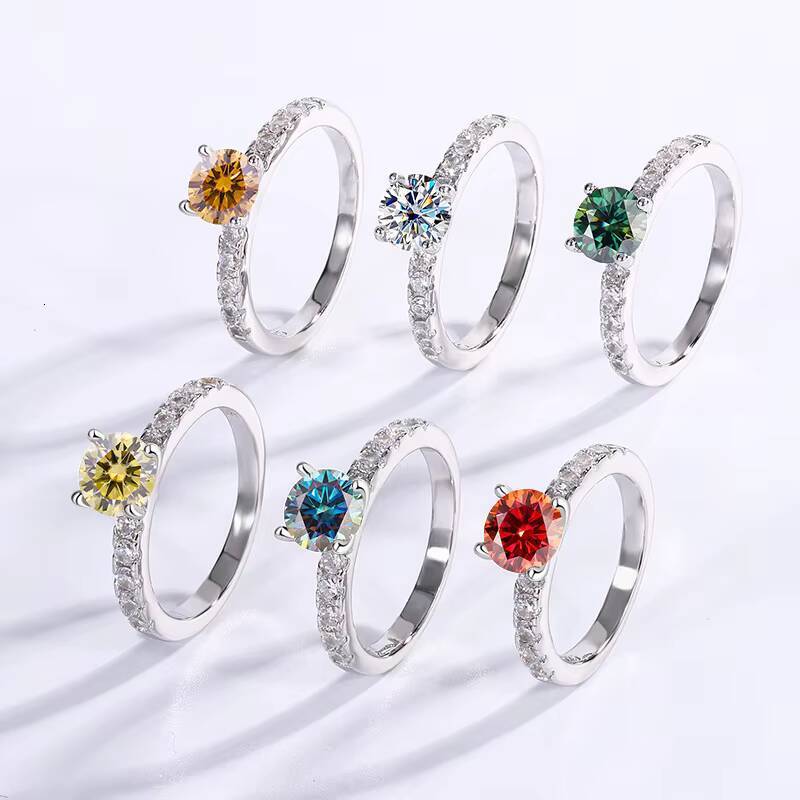 Moissanite Custom Ring S925 Sterling Silver D Color 1 Karat Moissanite Ring Luxury Four Claw Design for Women
