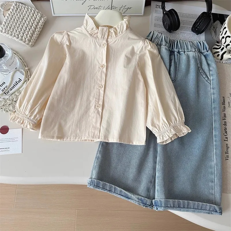 Undershirt Vest Pants Set Spring and Autumn Shirts Fashionable Cowboy Vest Wide Leg Pants 3-Piece Set Trendy 250724