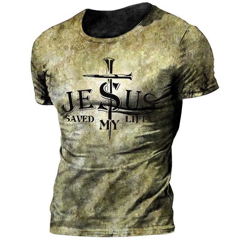 Vintage Knights Templar T Shirt For Men 3d Printed Jesus Christ Crucifix Mens Tshirt Oversized Short Sleeve Tops Tee Shirt Man Y250724