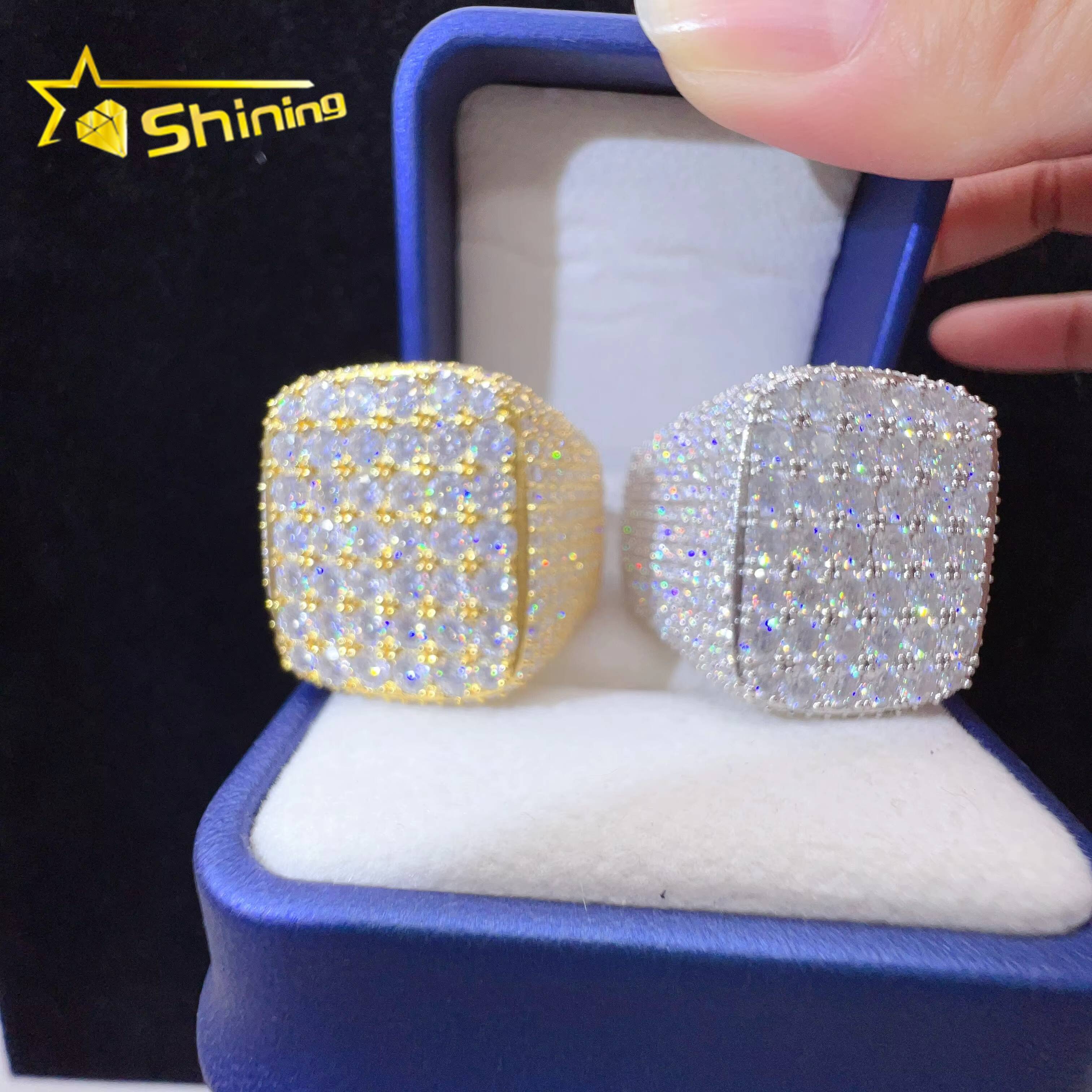 Custom Ring Silver 925 Lab Diamond Jewelry Vvs Moissanite Hip Hop Iced Out Men Ring