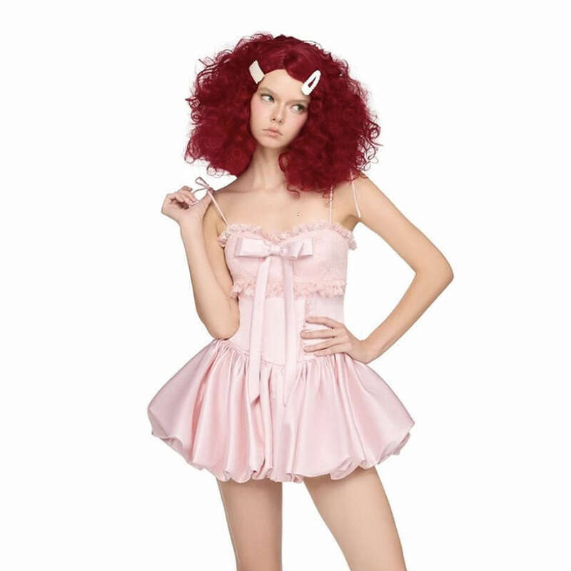 2024 Autumn Winter New Solid Color Sexy Strap Bow Tie Slim Dress 0c8