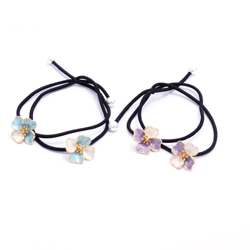 Elegant Twofold Blossom Headpiece & Braid Holder: Feminine Decorative Hair Cord Bands