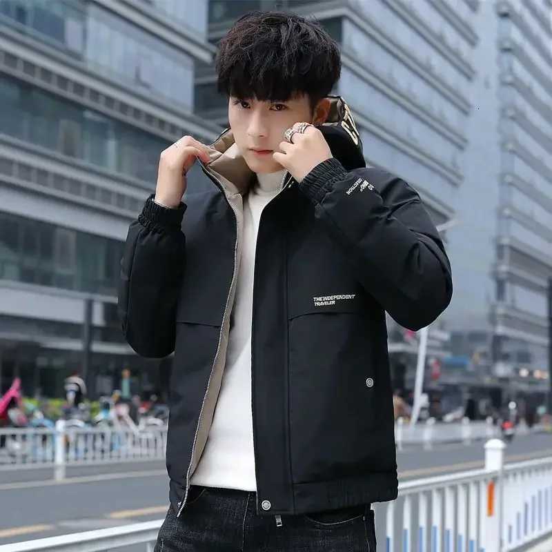 Male Padded Coats Hooded Parkas Casual Mens Down Jacket Short Padding Youthful Clothes New External Winter Quilted Fashion 2024 X2507251