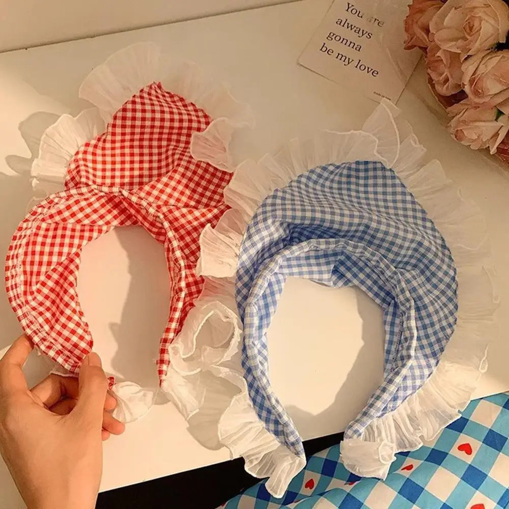 Summer Lace Triangle Headscarf Woman Headwear Colorful Plaid Triangular Hair Scarf Headband Hair Accessories Sweet Turban Cap 250723