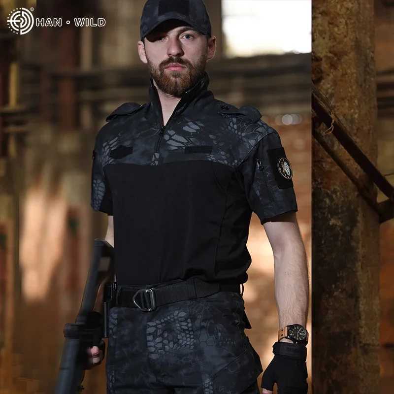 Airsoft Climbing Shirt Camouflage Short Sleeve Hiking Tactical T-shirt Safari Men Working Clothing Combat Shirts Hunting Tee Y250724