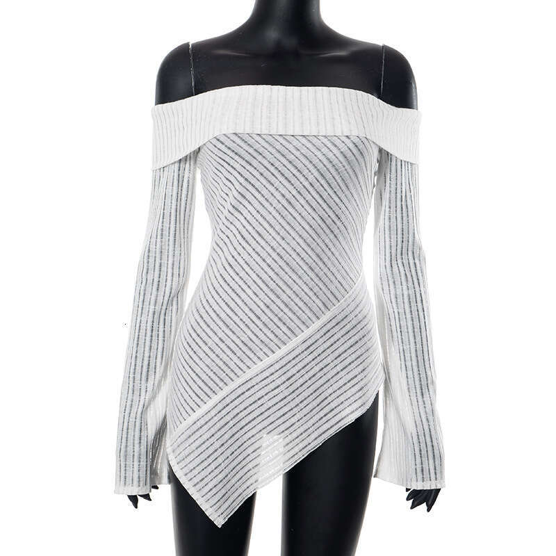 Y23tp304 Women's Autumn New Solid Color Off-Shoulder Backless Flared Long Sleeve Casual Top T-Shirt For Women B5