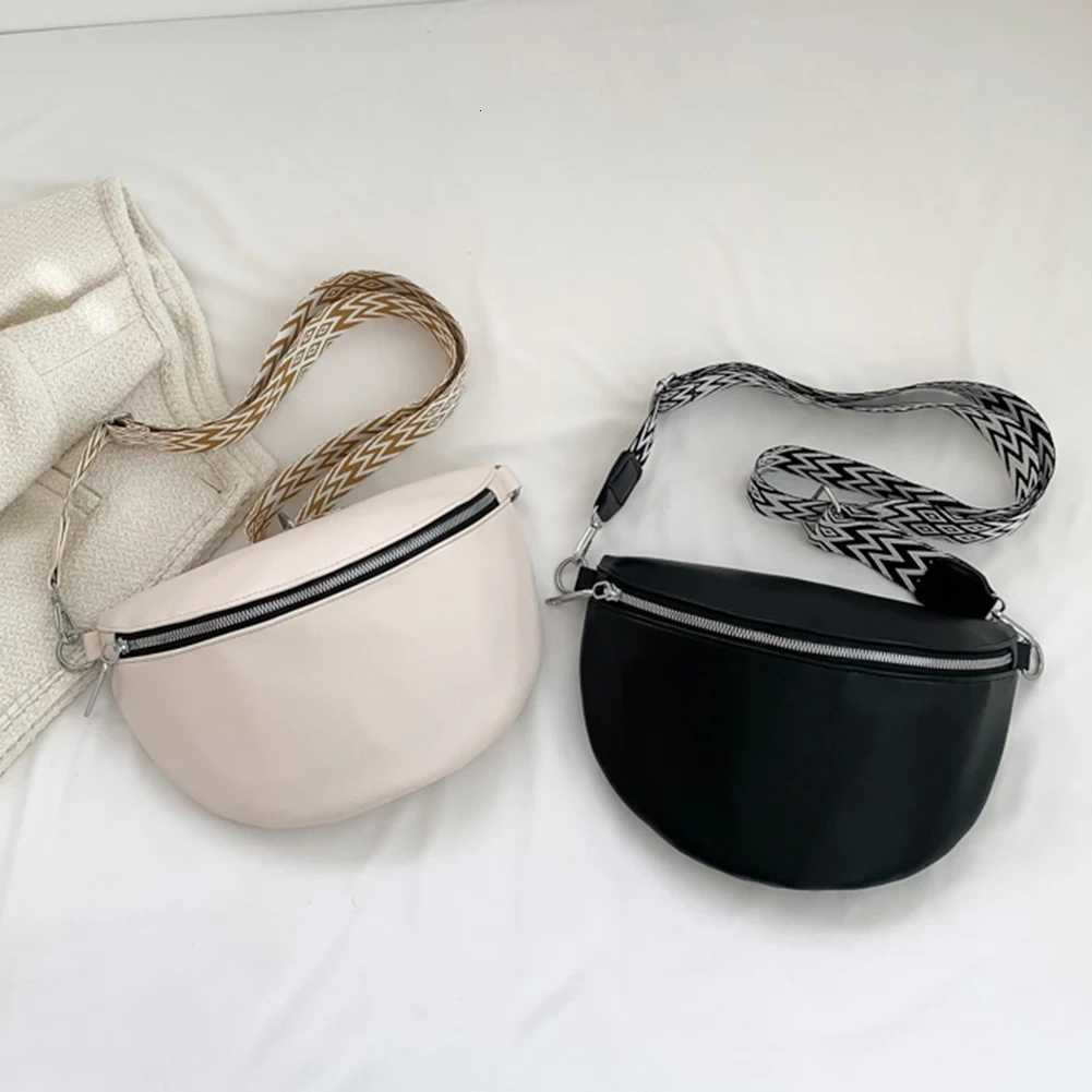 Crossbody Bag Wide Jacquard Strap Traveling Bag PU Leather Fi Casual Solid Color Portable Simple for Outdoor Hiking Y250724