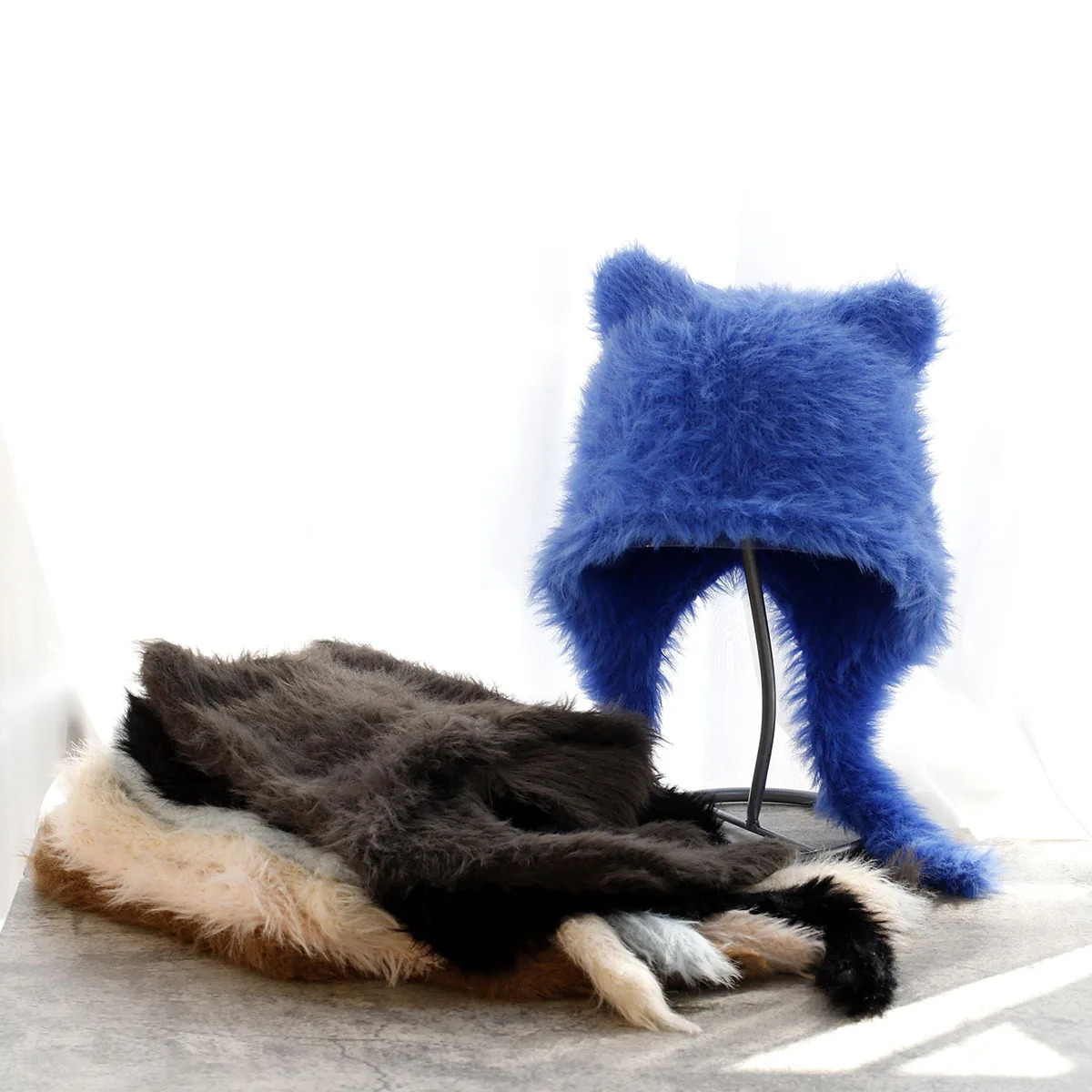 Fluffy Beanie Spicy Girl Hat Cute Cat Ear Hat Winter Thickened Warm Hat Bomber Ski Hat Faux Fur Knitted Hat Retro Hat 250724