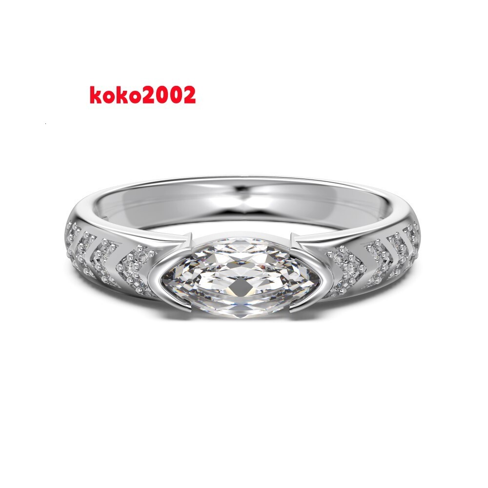Dylam Delicate Classic Top Jewelry 925 Sterling Silver Eternity Band Shiny Diamond Marquise 5A Cubic Zirconia Engagement Rings