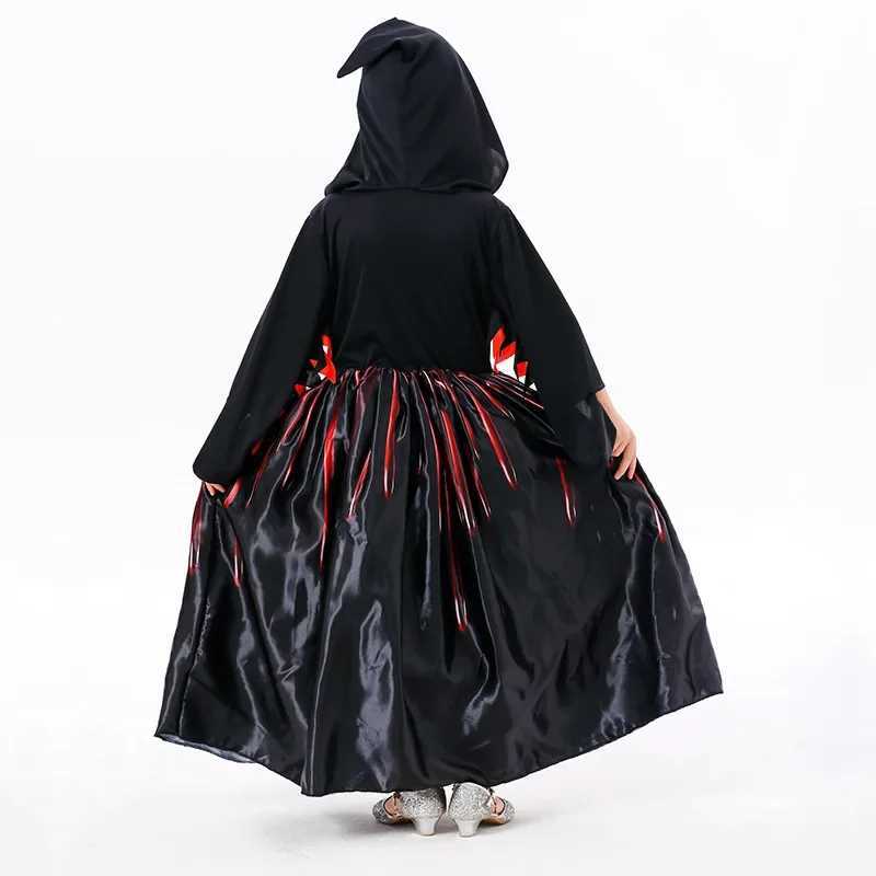 Sydanne New Girls Witch Dress Cosplay Costume Black Horror Par Kids Hooded Dress Skirt Halloween Costume Z250725