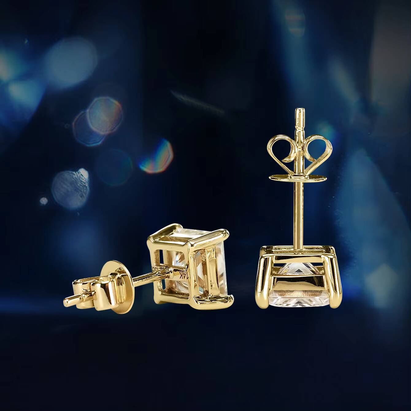 Custom 7mm VVS Moissanite Lab Grown Diamond Square Women Earrings Luxury 925 Silver Gold Plated Moissanite Earrings