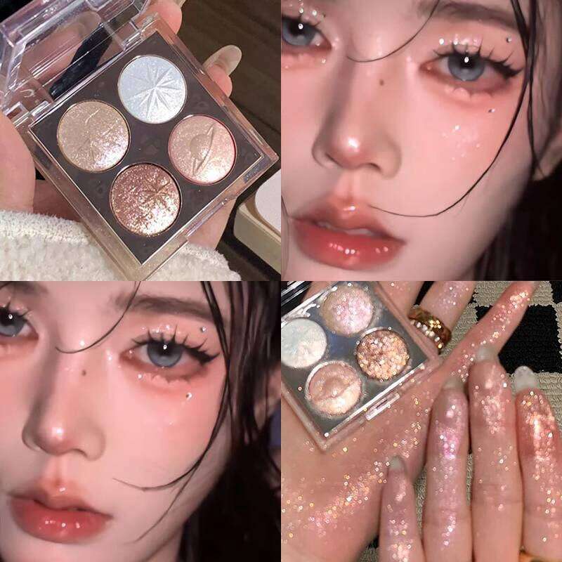 4Color Sparkling Dia Glitter Eyeshadow Palette Pink ple Pearlescent Shimmer Eye Shadow Powder Korean Cosmetic Eyes Makeup X250723 X25