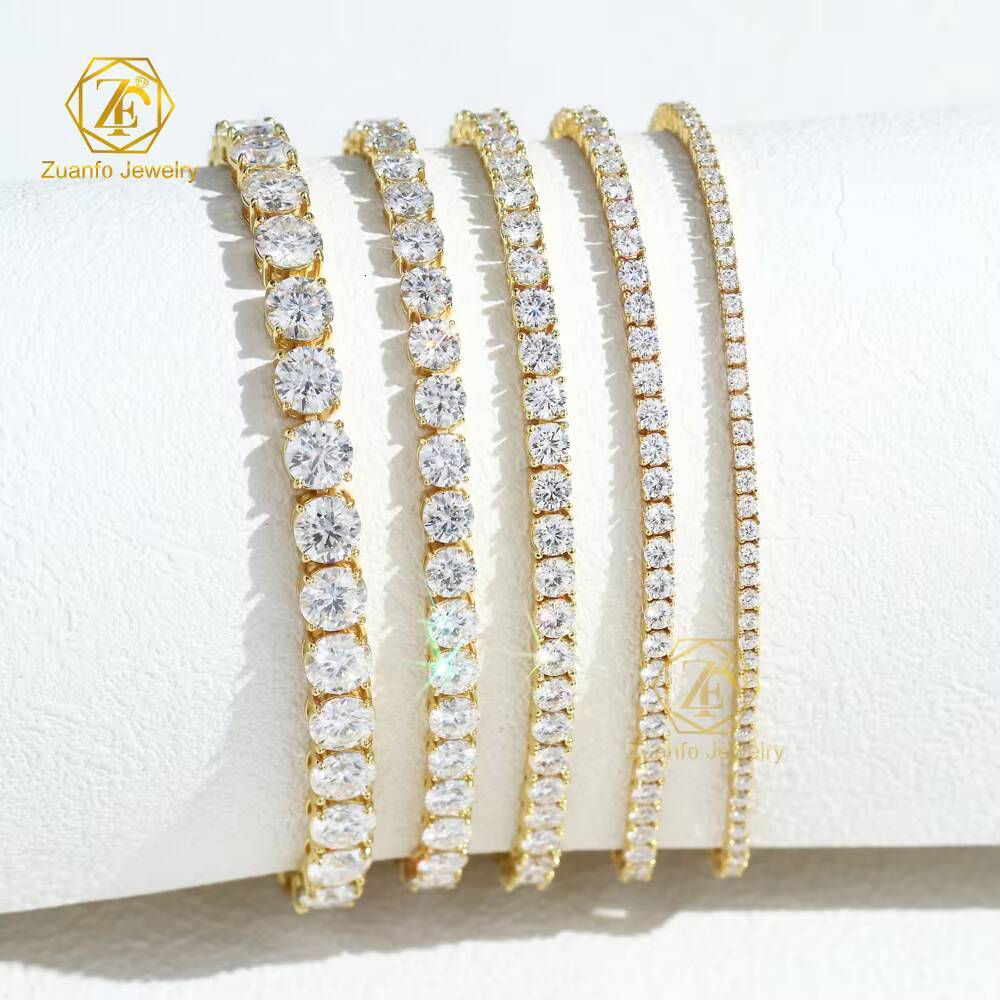 Luxury Moissanite Diamond 2mm-5mm DEF VVS Tennis Chain Bracelet 925 Sterling Silver Trendy for Parties Gift
