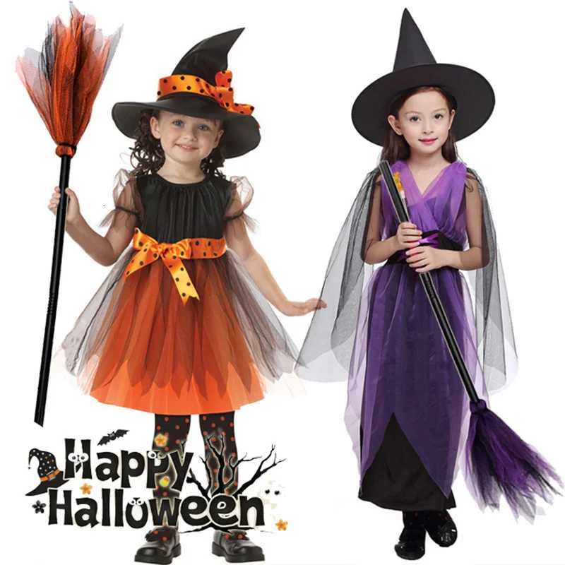 2025 Halloween Witch Costume for Girls Cosplay Witch Pumpkin Bat Dress Kids Dress Suit Carnival Par Performance Costumes Z250725