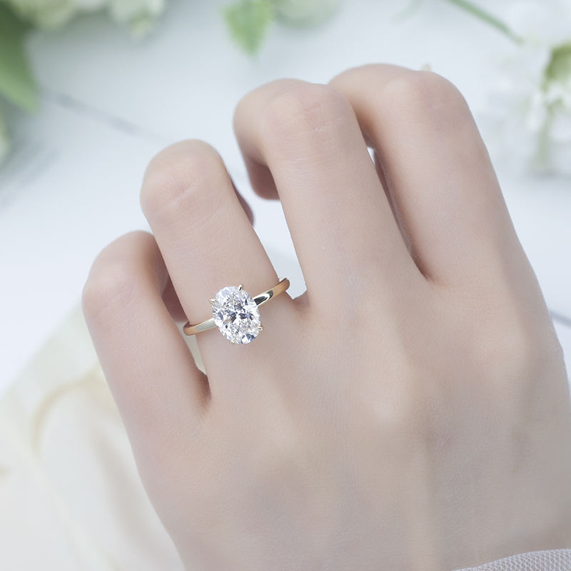 Customized Jewelry 18K Gold 1ct Oval Shaped IGI Lab Diamond Engagement Ring