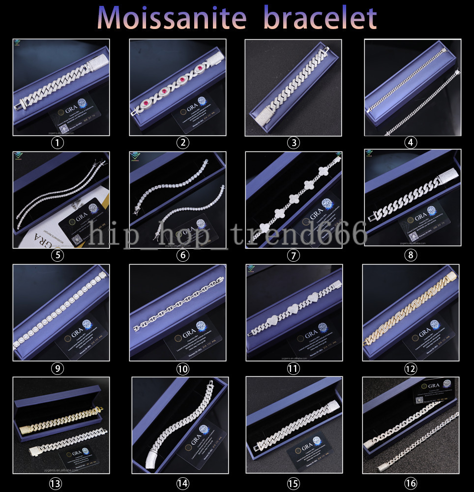 Wholesale 8MM -15MM Moissanite Cuban Chain Necklace Factory Direct Sale Hip Hop Style Vvs Diamond 925 Silver Cuban Link Bracelet