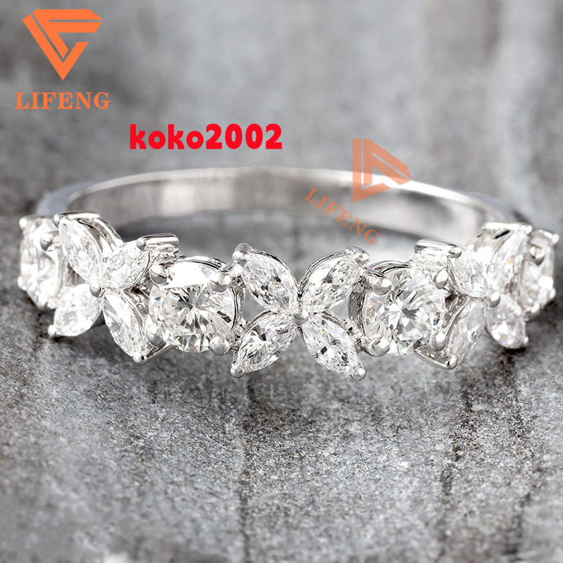 Customize Women Fashion Marquise Round Cut 925 Silver Engagement Ring Moissanite Synthetic Diamond Engagement Wedding Rings