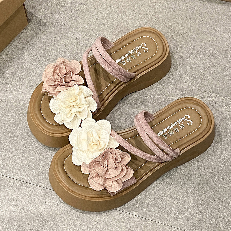 Ddmysports Trendy Thick Soled Platform Summer New Korean Fashion Mesh Pleated Petite High Heeled Sandals For Women Outdoor Shoes