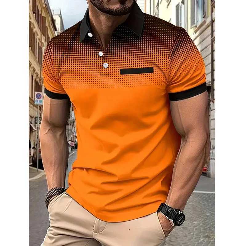 New Summer Men Clothes Short Sleeve Fashion Slim Fit 100% Polyester Polo Shirt Men Business Casual Lapel Golf Polo Shirt XJ250725