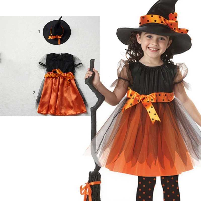 Girl Cosplay Pumpkin Bat Dress Childrens Vampire Witch Show Dresses Halloween Dress Up Costumes Christmas Clothes for Gifts Z250725