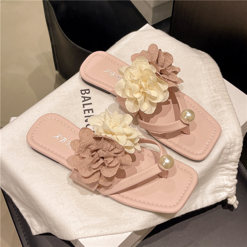 Ddmysports Fairy Floral Slippers For Women Summer Outdoor New Fashion Versatile Flat Non Slip Beach French Style Sandals Outdoor Shoes