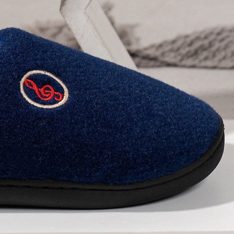 Musical Note Furry Home Warm Fleece-Lined Men's Women's Indoor Thick Cotton Slippers