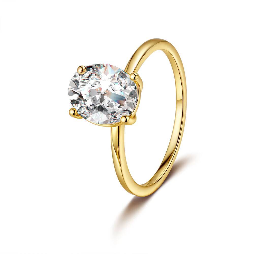 Fine Jewelry Oval Cut VVS 1 2ct Misanite Diamond Wedding Ring for Women Real Golden Plated S925 Sterling Silver With Gra