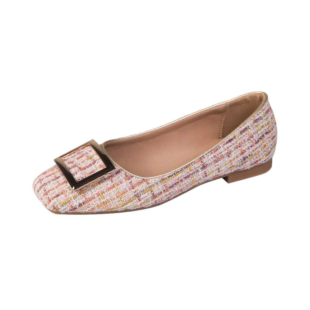 Huizhou Women's Soft Sole Comfortable Non-Tiring Versatile Flat Square Buckle Daily Casual Chunky Heel Single Shoes for Women