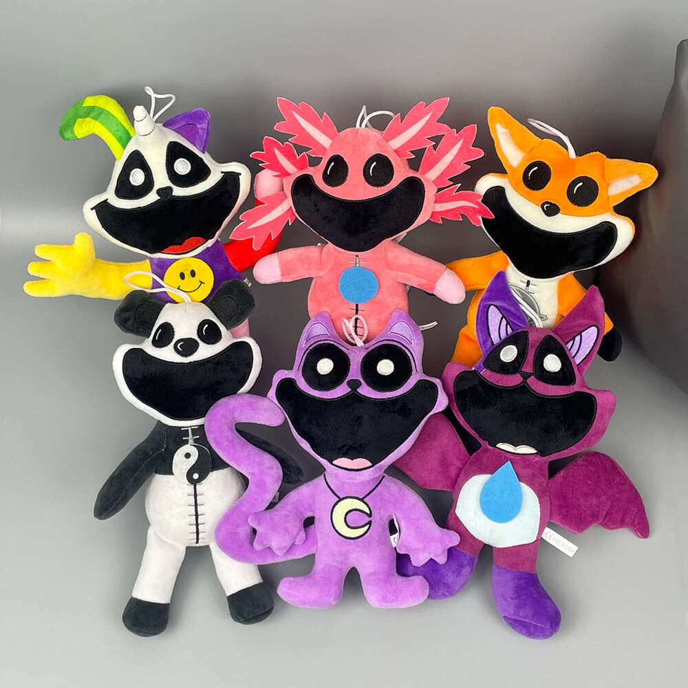 New Smiling Critters Glow-in-the-Dark Big Mouth Purple Cat Bobby Smile Plush Toy