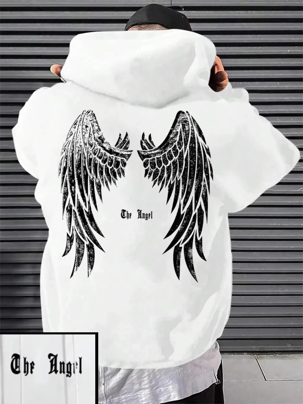 Angel Wings Printed Mens Hoodie O Collar All Match Loose Sweatshirt Fashion Basic Daily Comfort Fall Wear 250716