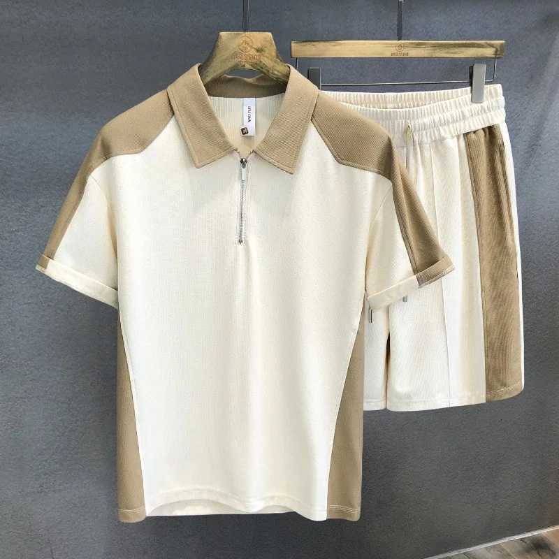 Polo Shirt Man Sets Sports New in Tops T-shirts Regular Fit Stretch 2-Piece Outfit Kpop Stylish T-shirts Shorts Suits for Men X250725