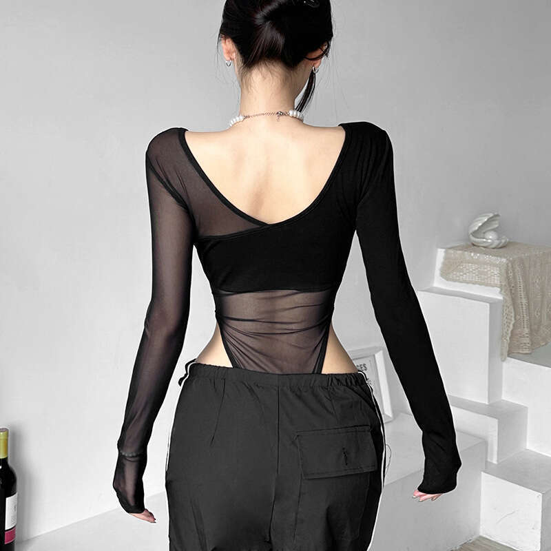 2023 Summer New Women's Solid Color Slim Fashion V-Neck Long Sleeve Sexy Backless Jumpsuit edd