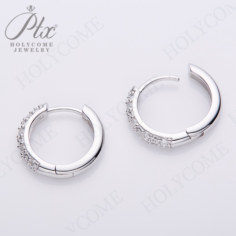 High Quality 925 Sterling Silver Ear Needle Fashion Hoop Earrings White Moissanite Luxury Women's Silver Earrings Wedding Daily Wear Jewelry Gift