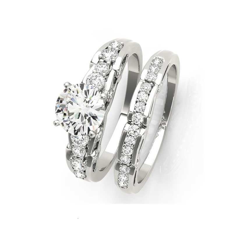 925 Womens Silver Ring Set 1 Ct Round Moissanite Diamond Wedding Ring Engagement Gift W250417