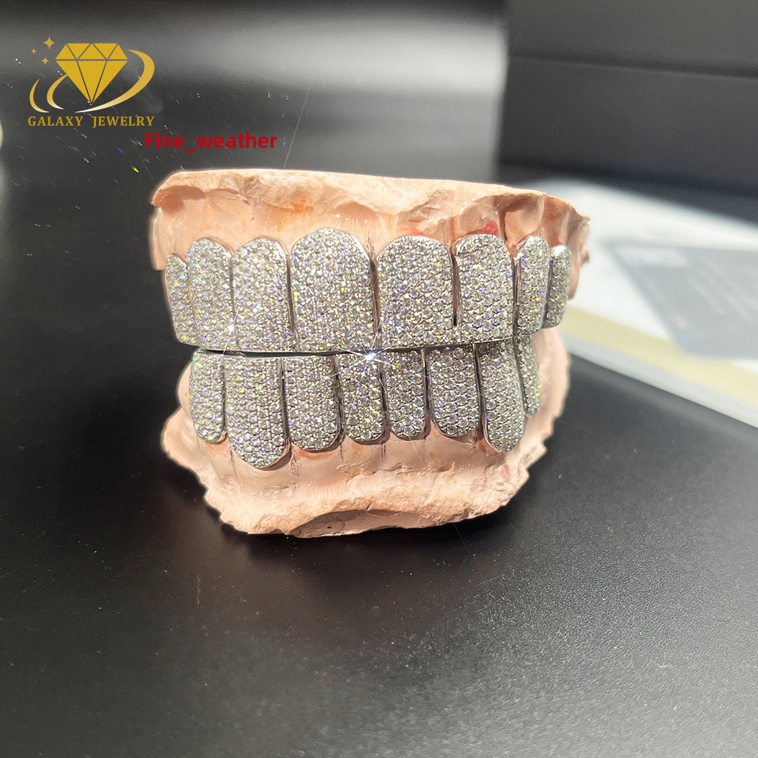 Hip Hop Jewelry Vvs Moissanite Diamond Teeth Grillz S925 10k 14k 18k Gold Silver Iced Out Grillz for Teeth