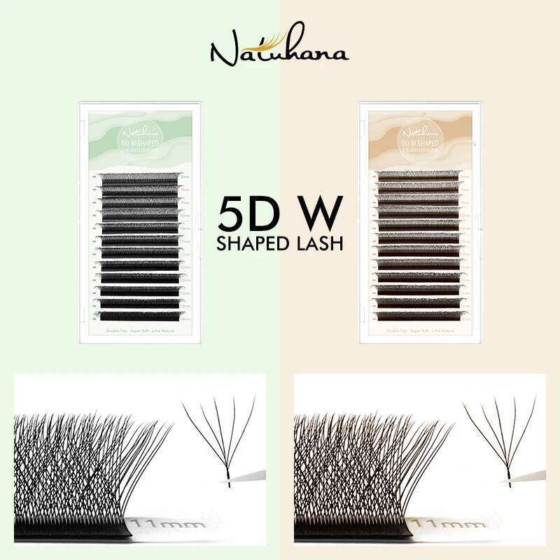 NATUHANA W-Shaped 5D 4D Colorful Eyelash Extensions Premade Volume Fans W Shape Lashes Natural Soft False Eyelashes