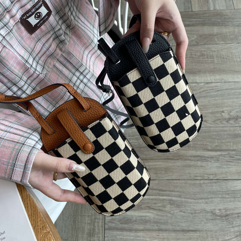 Mobile Phone Bag for Women, Crossbody Super Popular Mini Bag New Fashion Canvas Versatile Lightweight Genuine Leather