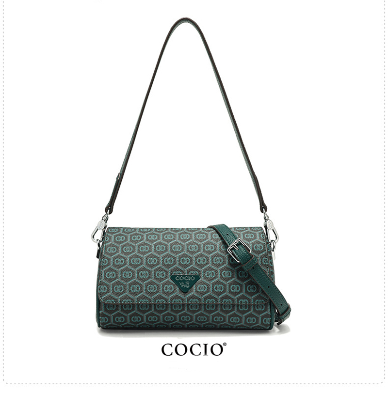 COCIO designer bag New Peacock Green Single Shoulder Underarm Bag Casual Pillow Bag Popular Versatile Womens Bag