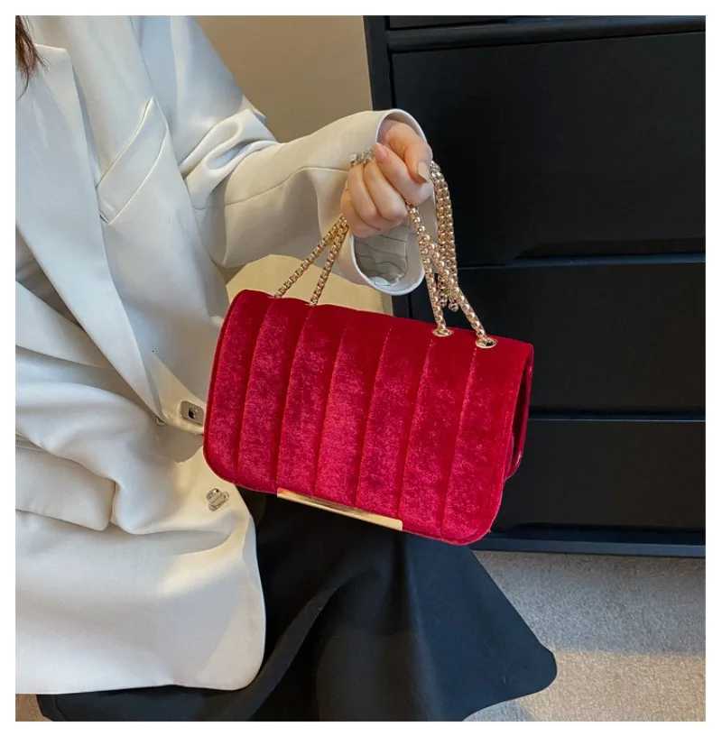 2025 Vintage Velvet Clutch - Adjustable Gold Chain Crossbody Day to Night Luxury Purse Y250725