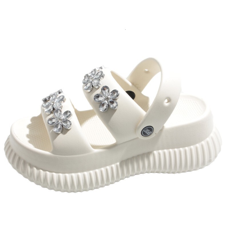 Ddmysports EVA Cushion Sandals For Women Summer Trendy Outdoor Wear Platform Thick Sole High Heel Two Way Beach Non Slip Slippers Outdoor Shoes