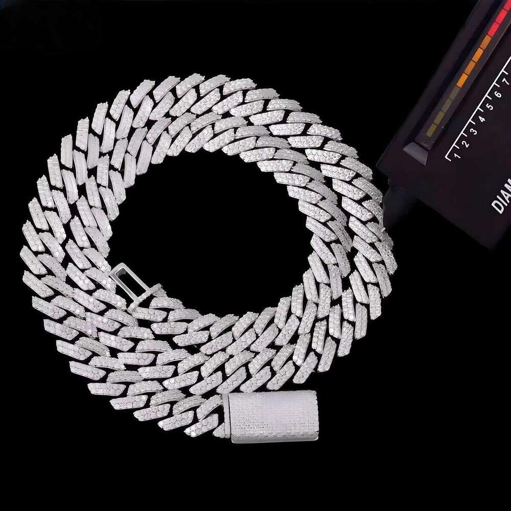 Designer necklace VVS diameter 2 rows 8 10 12 15 mm S Sier GRA Moissanite Necklace Men's Hip Hop Cuban Chain Fashion Jewelry Free shipping