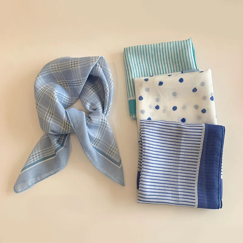 Blue Womens Spring Summer Style Versatile Breathable Square Scarf Headband Trendy Triangle Scarf Fashionable Hair Accessory 250723