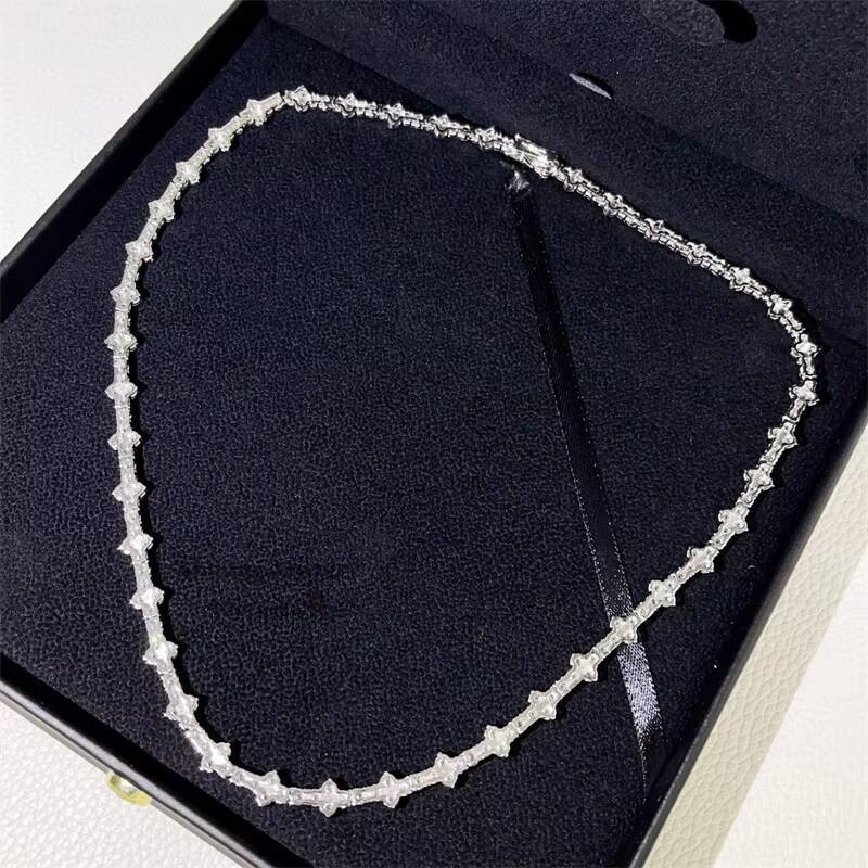 New Arrival 925 Sterling Silver Iced Out White Gold Pass Diamond Tester Rapper Jewelry 3MM Moissanite Cross Tennis Chain