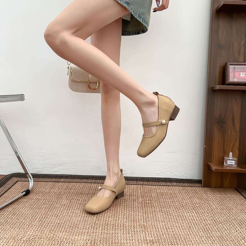 Elegant Chunky Heel Mary Jane Height-Increasing Petite Versatile Comfortable Women's High-End Feel Non-Tiring Spring Summer Single Shoes for Wome