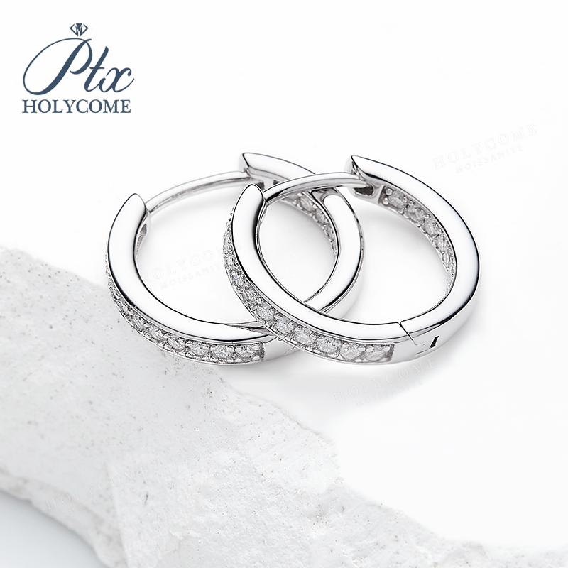 Fashion Moissanite Hoop Earrings 925 Sterling Silver Plated 18K Gold Women's Earrings Three Colors Optional Versatile Jewelry Gift Party