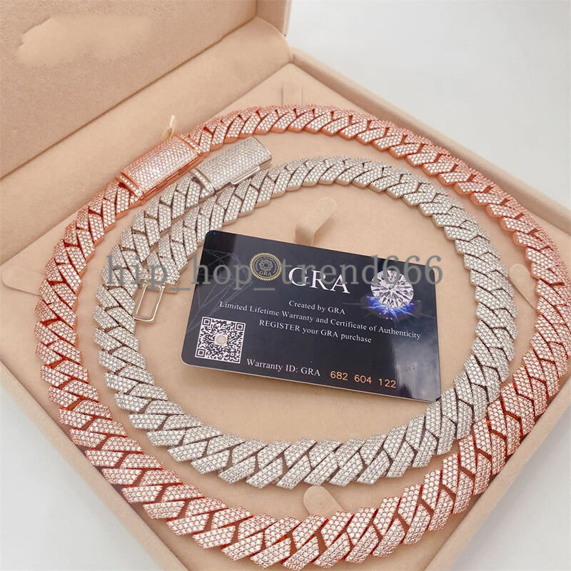 High Quality 15Mm18Inches Cuban Vvs Moissanite Necklace Moissanite Cuban Chain Mossan Hip Hop Necklace