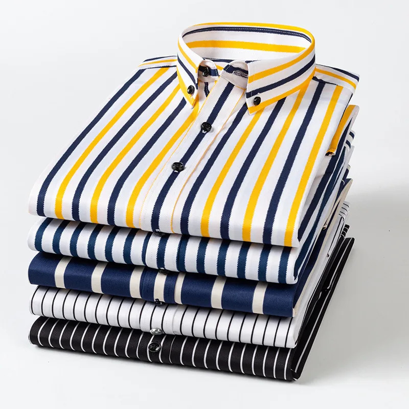 Mens long sleeve shirt Casual stripe nonironing high quality slim comfortable breathable fashion top spring summer 250725
