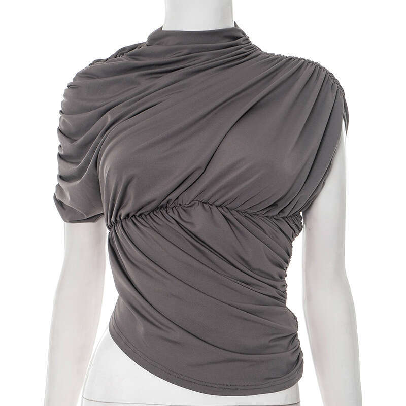 Ytp9 Women's Summer And Autumn New Solid Color High Neck Casual Vest T-Shirt Top For Women B5